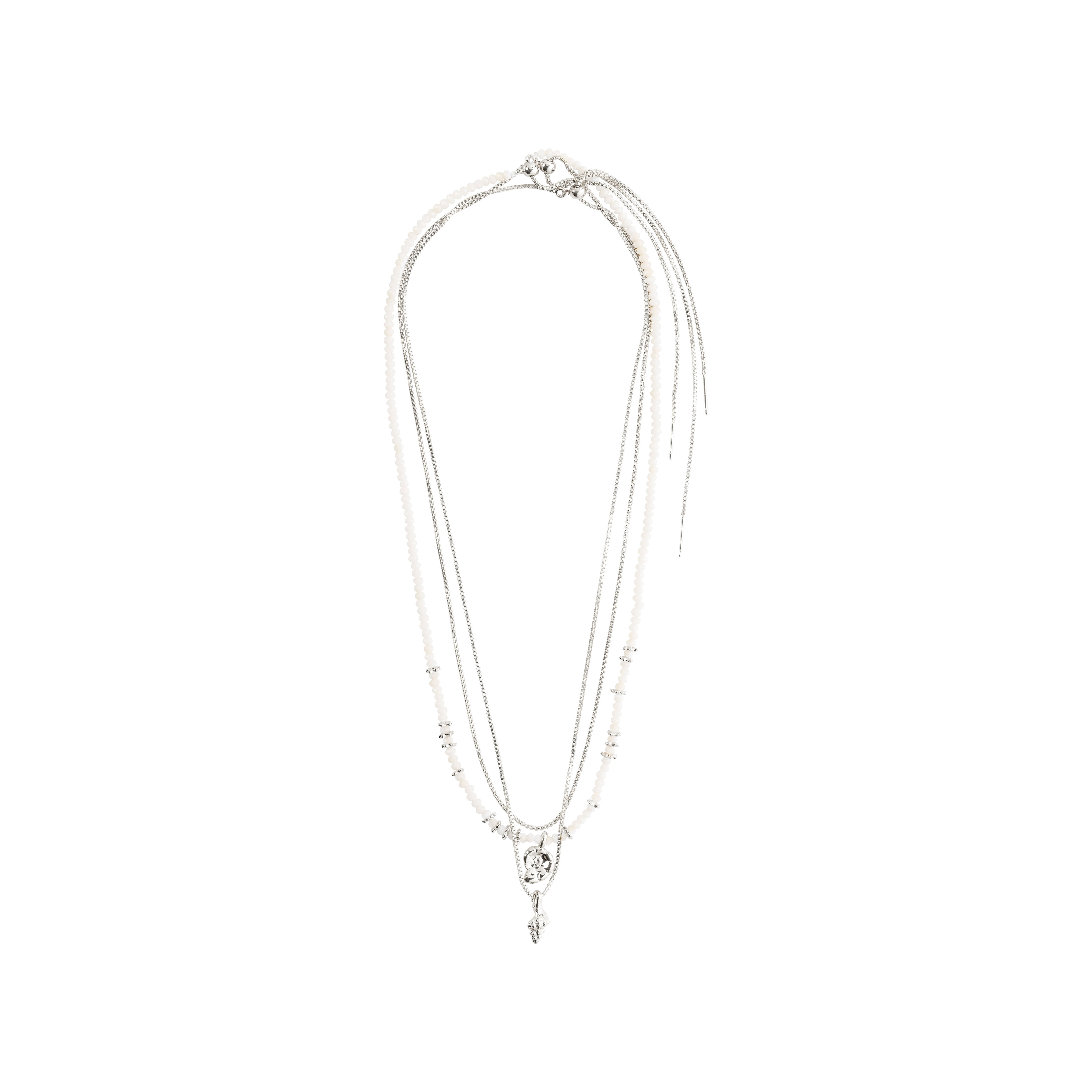 SEA necklace, 3-in-1 set, featuring silver-plated chains with cross and conch pendants, offering versatile bohemian style from Pilgrim's Shapes Of Life collection.