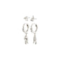 SEA recycled earrings, 2-in-1 set, silver-plated