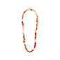 TRUST necklace silver-plated with orange and white beads, featuring red Agate and silver-plated organic details, designed for a boho look with a T-bar clasp.