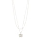 FEEL necklace 2-in-1 set silver-plated featuring a box chain with Preciosa crystal pendant and a slim curb chain, designed for versatile styling.