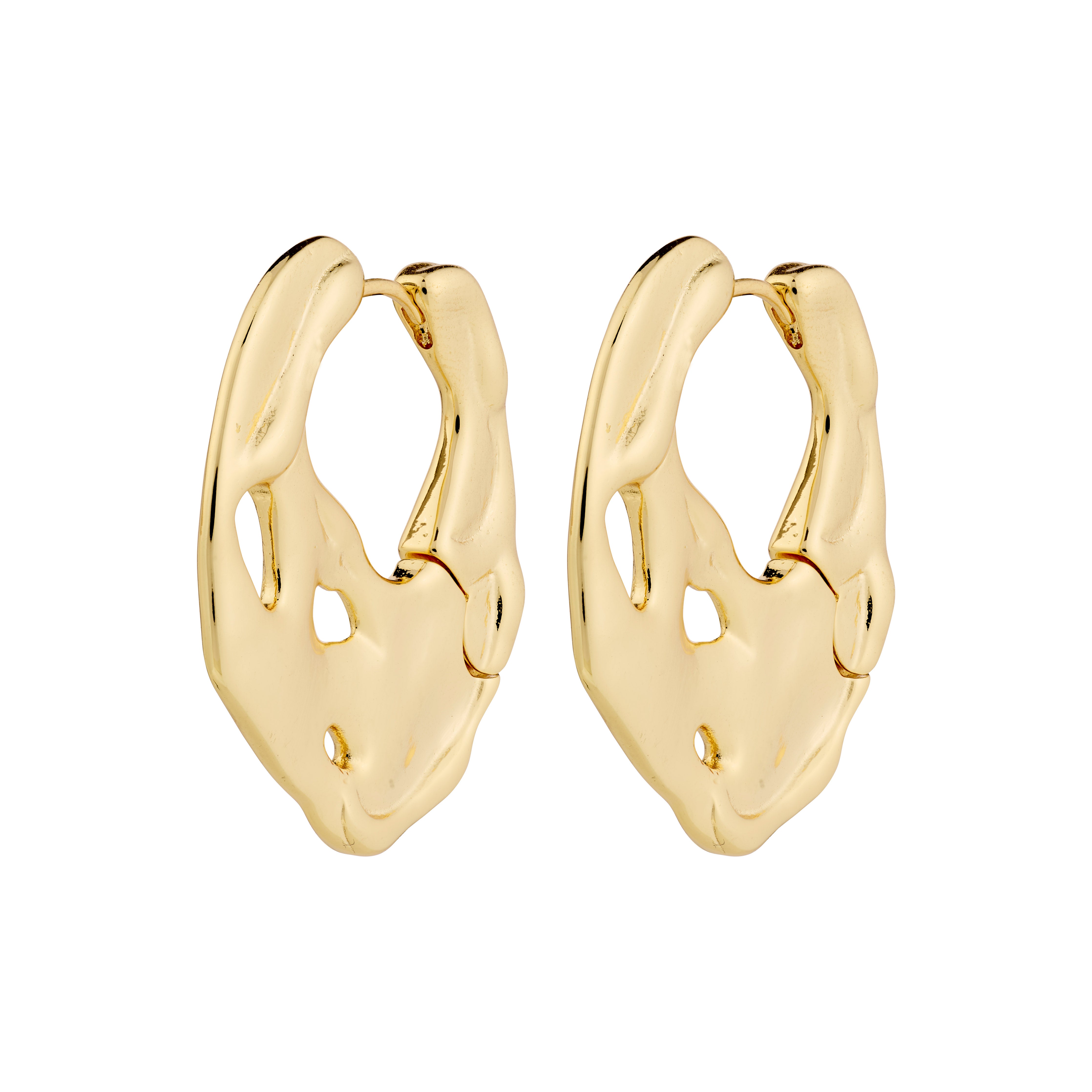DAWN hoop earrings gold-plated, handcrafted from 99% recycled material, showcasing Pilgrim's blend of timeless and trendy style for effortless elegance.