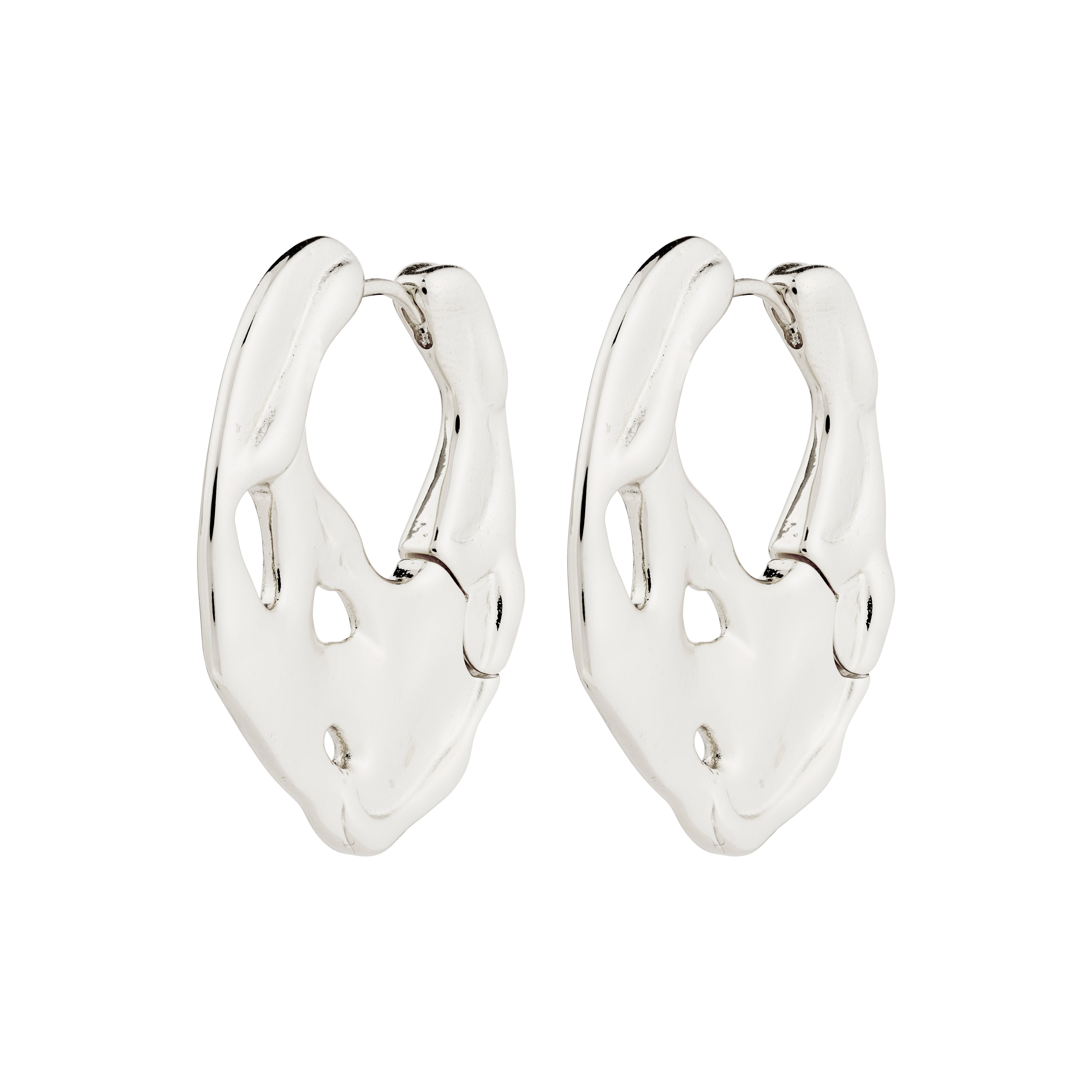 DAWN silver-plated hoop earrings from Pilgrim's IMAGINATION collection, showcasing handcrafted design and effortless elegance, made with 99% recycled materials for a trendy, sustainable fashion choice.