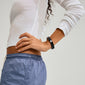 ECLIPSE bangle grey on woman's wrist, showcasing its marbled design and trendy style, perfect for stacking with other Pilgrim bracelets.