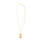 ECLIPSE necklace gold-plated with organic leaf pendant on slim curb chain, showcasing a wavy finish for a handcrafted, trendy look.