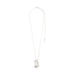 ECLIPSE necklace silver-plated with organic leaf pendant and wavy finish on a slim curb chain, embodying a handcrafted essence and urban edge.