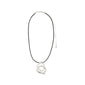 UNFOLD necklace silver-plated features a minimalist black cord and abstract silver swirl pendant, ideal for adding a creative touch to any outfit.
