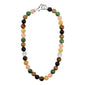 UNFOLD necklace by Pilgrim: multi-colored beaded necklace with semi-precious Tiger Eye stones and a silver-plated clasp, perfect for autumn styling.