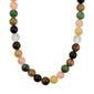 UNFOLD necklace with polished, multicolor beads and a silver-plated clasp, featuring Tiger Eye stones for style and protection. Perfect for autumn fashion.