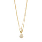SHIFT necklace 2-in-1 set, gold-plated, features a textured coin charm with a pearl and pavé-crystal pendant, perfect for a layered, bohemian look.