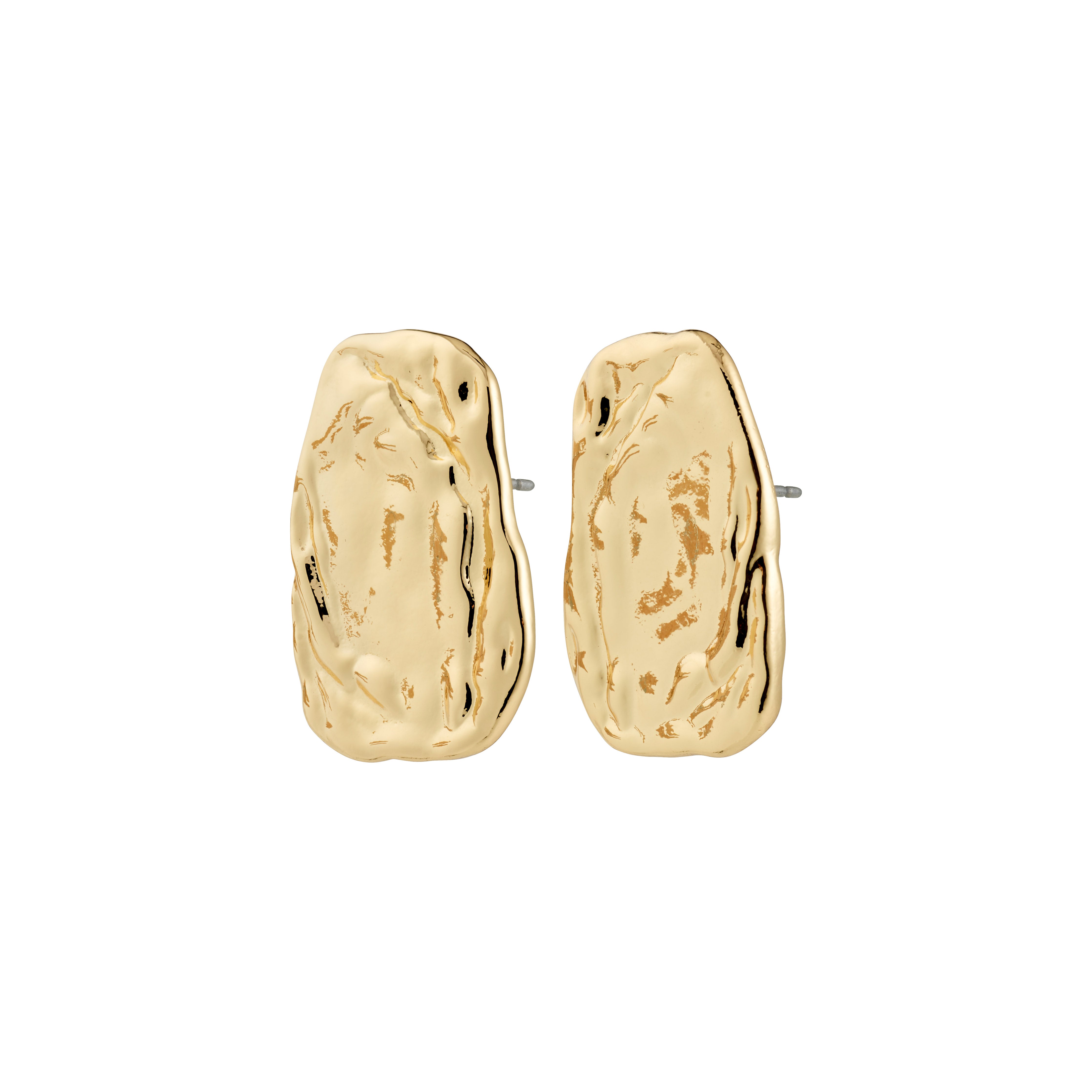 SHIFT earrings gold-plated: Organic nugget-shaped studs with a hammered texture, offering a chic, handcrafted vibe. Ideal for both everyday glam and standout occasions.