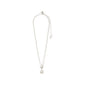 SHIFT necklace 2-in-1 set, silver-plated, features layered chains with heart and disc pendants, combining elegance and versatility for a stylish, recycled fashion statement.