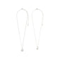 SHIFT necklace 2-in-1 set, silver-plated, featuring two delicate chains with crystal-adorned pendants and a freshwater pearl, perfect for layered or minimalist styles.