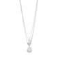 SHIFT necklace 2-in-1 set, silver-plated, features layered chains with crystal-studded pendants and a faux-pearl accent, offering a minimalist-chic look.