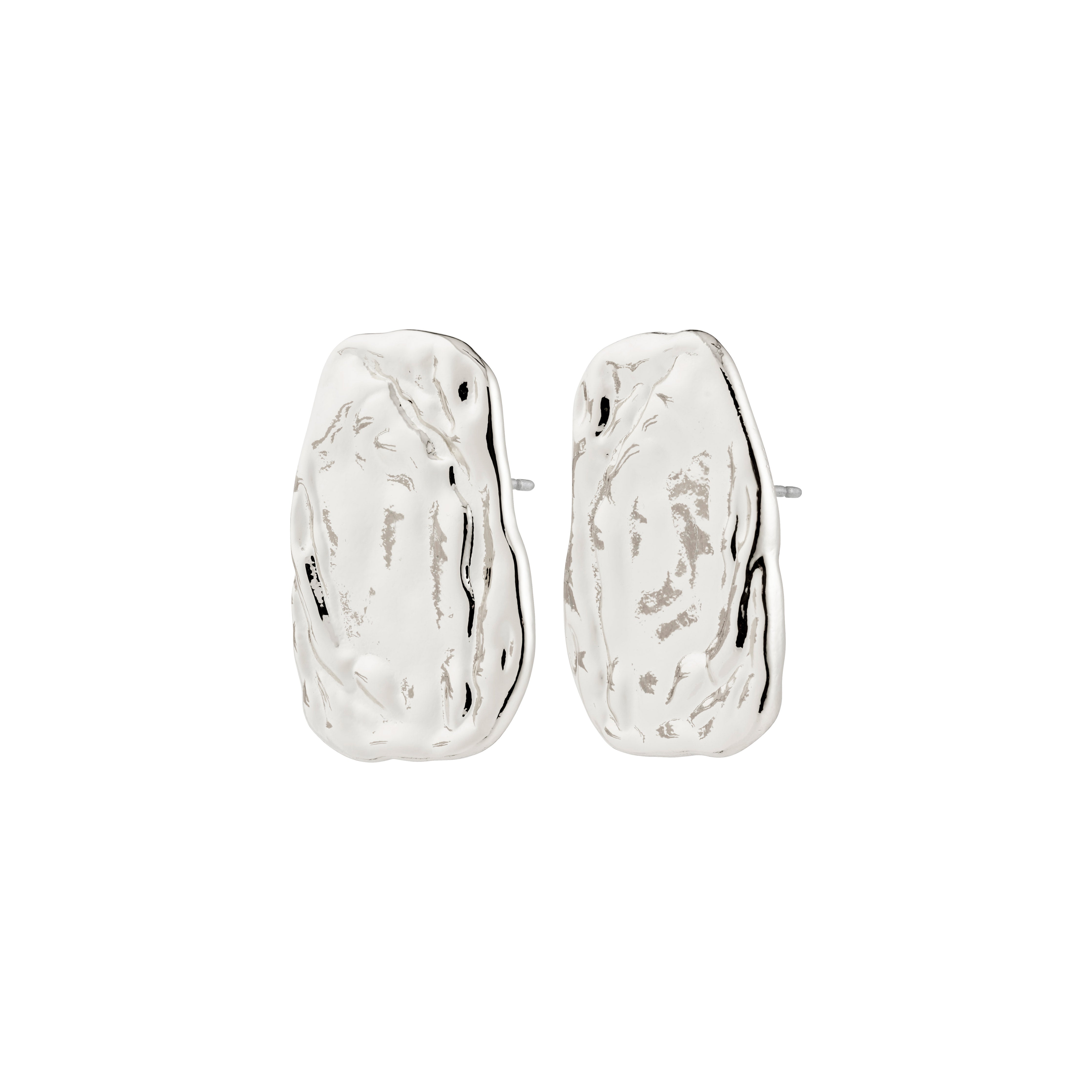 SHIFT earrings silver-plated, featuring irregular pebble shapes with a textured finish, embody edgy elegance and urban coolness, perfectly capturing Pilgrim's fashion-forward spirit.
