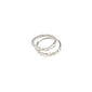 Silver-plated SHIFT ring set with pebble texture, featuring an organic design; one ring includes a small white pearl, perfect for a romantic stacked look.