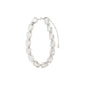 SHIFT necklace silver-plated features irregular, polished nugget links with an extender chain, embodying rustic elegance, perfect for versatile styling with Scandinavian craftsmanship.