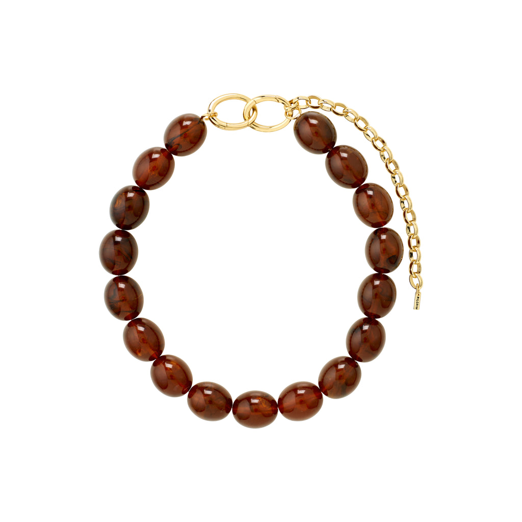 STILL halsband guldpläterad/brun