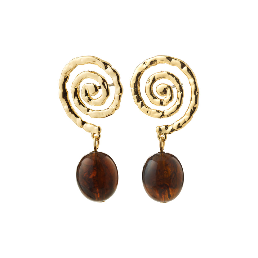 STILL earrings gold-plated/brown