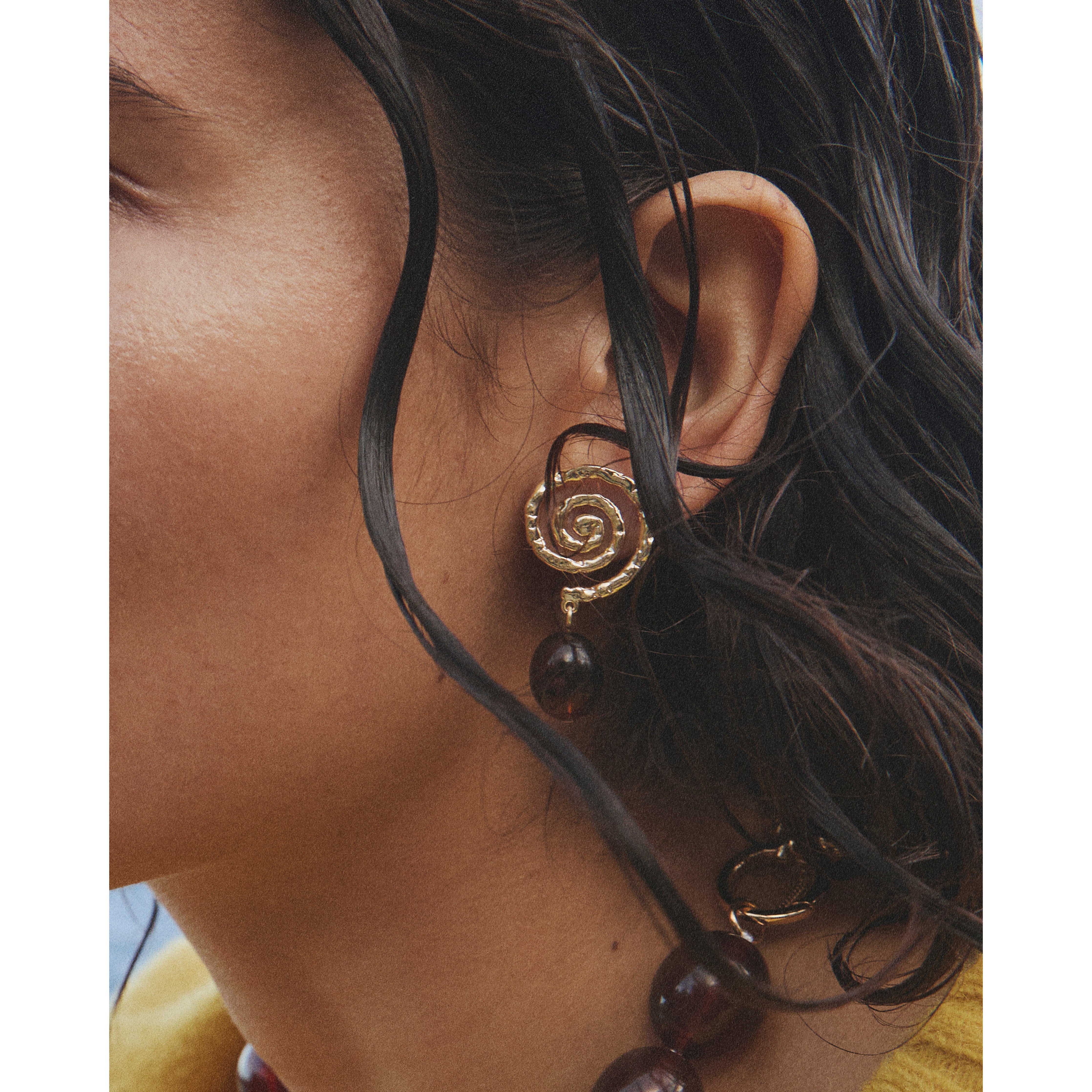 STILL earrings gold-plated/brown