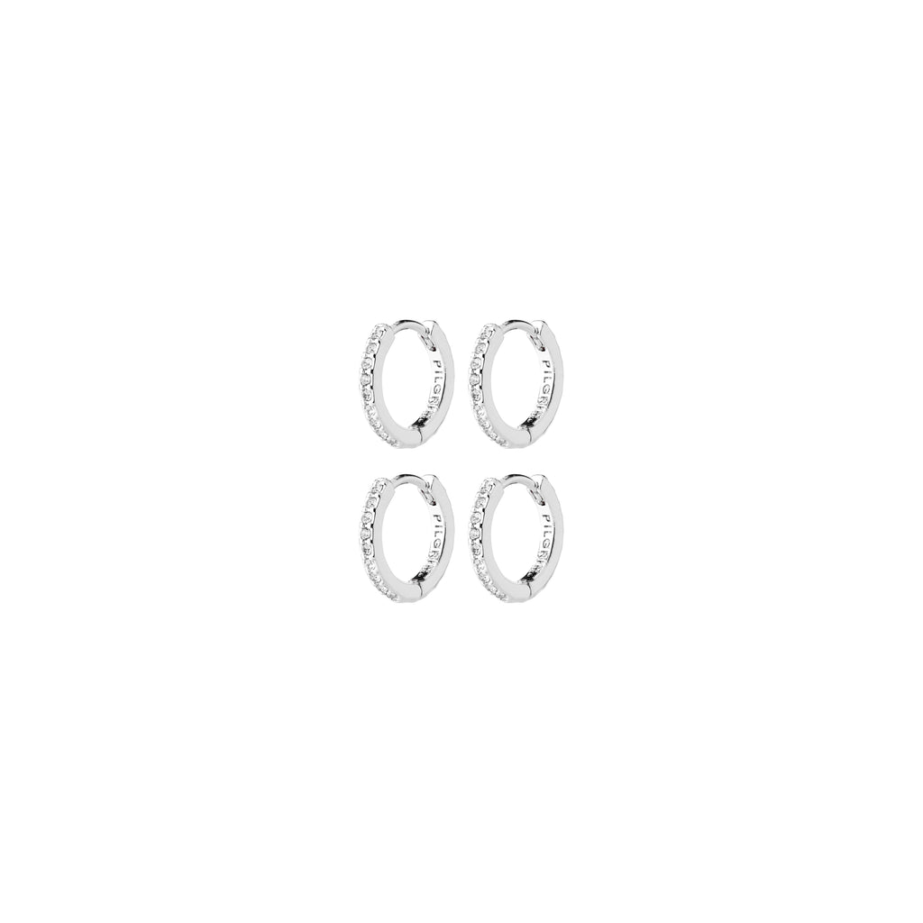 ROOT örhängen 2-i-1 set, silverpläterade