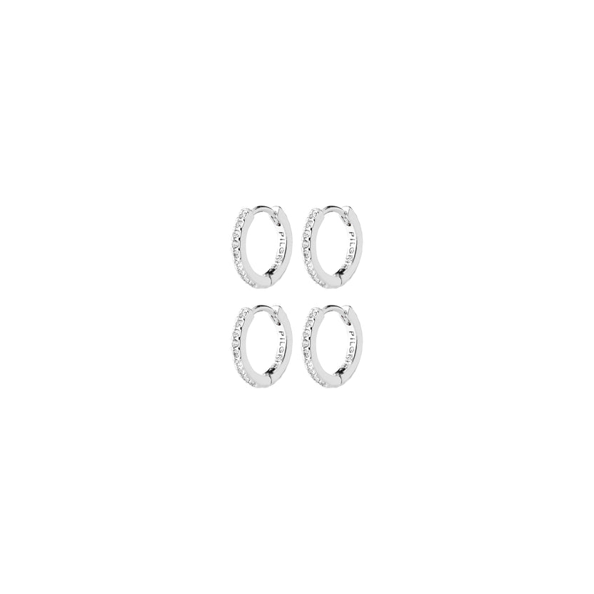 ROOT örhängen 2-i-1 set, silverpläterade