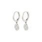 NOMAD coin huggie hoop earrings, silver-plated, featuring elegant feminine hoops and bohemian coin pendants, perfect for everyday style from Pilgrim's Nomad collection.