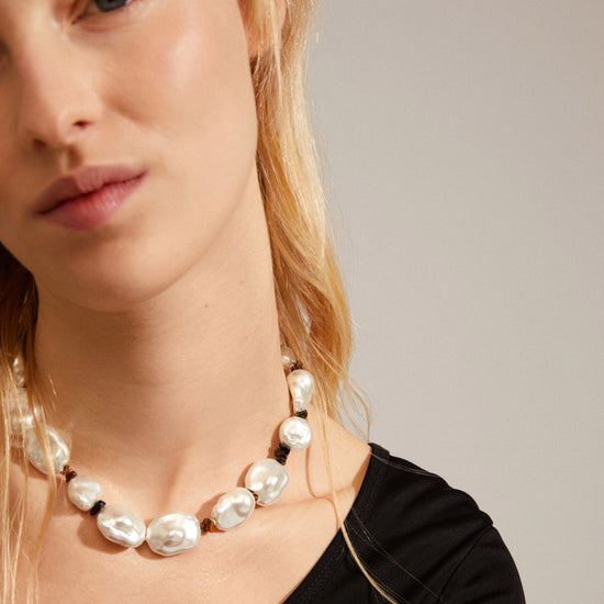 RHYTHM pearl necklace gold-plated