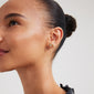 Gold-plated FORCE earrings, 2-in-1 set, featuring ocean-inspired motifs, worn by a woman with a bun, emphasizing friendship and sustainability.