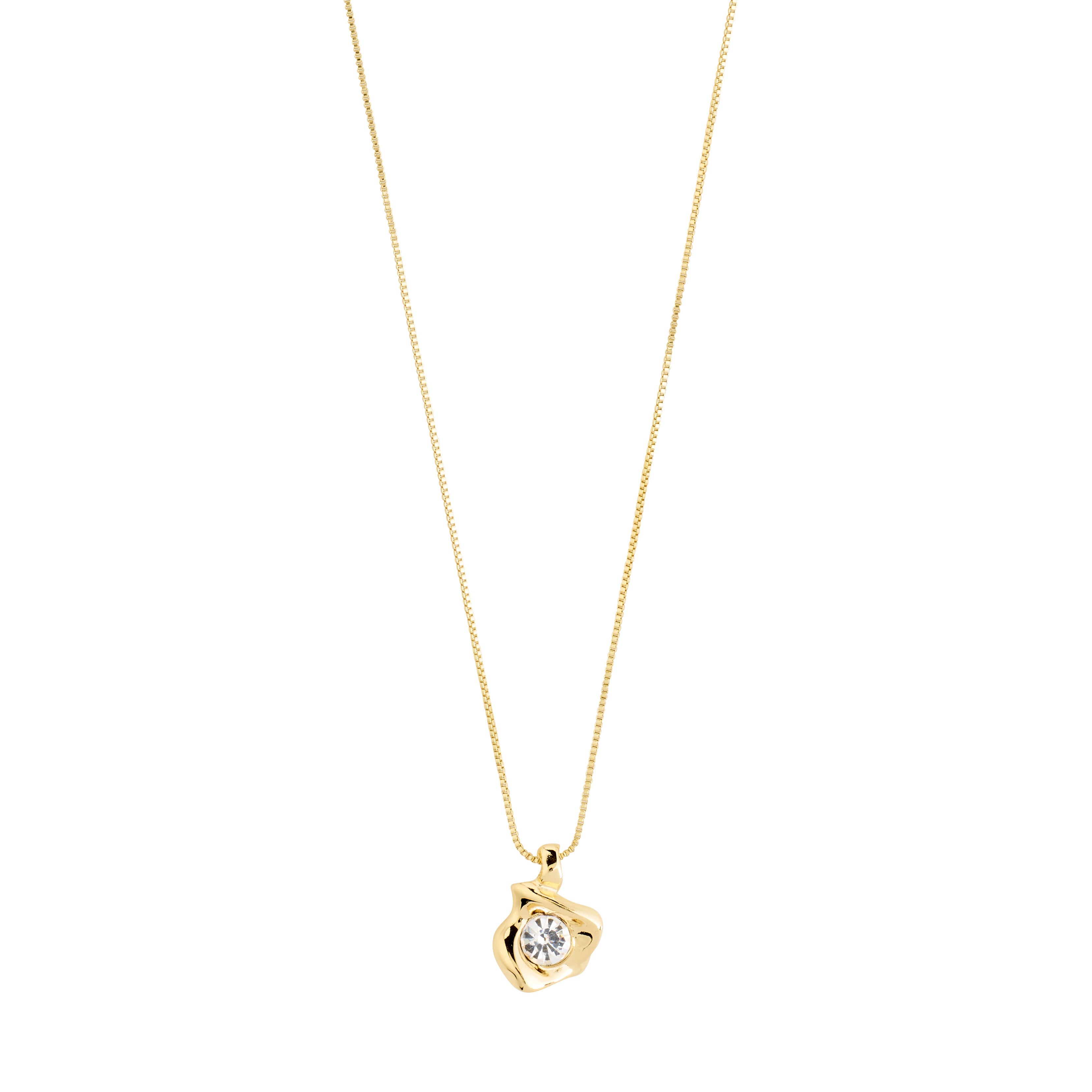 SUNSET crystal necklace gold-plated with a sleek box chain and dazzling Preciosa crystal pendant, eco-friendly and adjustable for personal style.