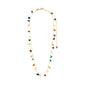 Gold-plated BETWEEN necklace featuring vibrant semi-precious stones like Amethyst and Turquoise, embodying luxe boho style from Pilgrim’s handmade Danish collection.