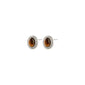 Silver-plated BETWEEN stud earrings with cabochon-cut Tiger Eye stones in vintage gold settings, embodying autumn's essence and boho chic elegance.