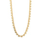 SENSE necklace gold-plated with hammered nugget-style links, reflecting light for a unique glow; 38 cm with 12 cm extension, crafted from recycled materials.