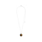 SENSE necklace silver-plated/agate features a silver chain with a round Tiger Eye gemstone pendant, symbolizing strength and elegance. Includes adjustable extension for versatile styling.
