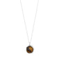 SENSE necklace silver-plated/agate features a fine silver chain and a round tiger’s-eye stone pendant, reflecting strength and elegance.