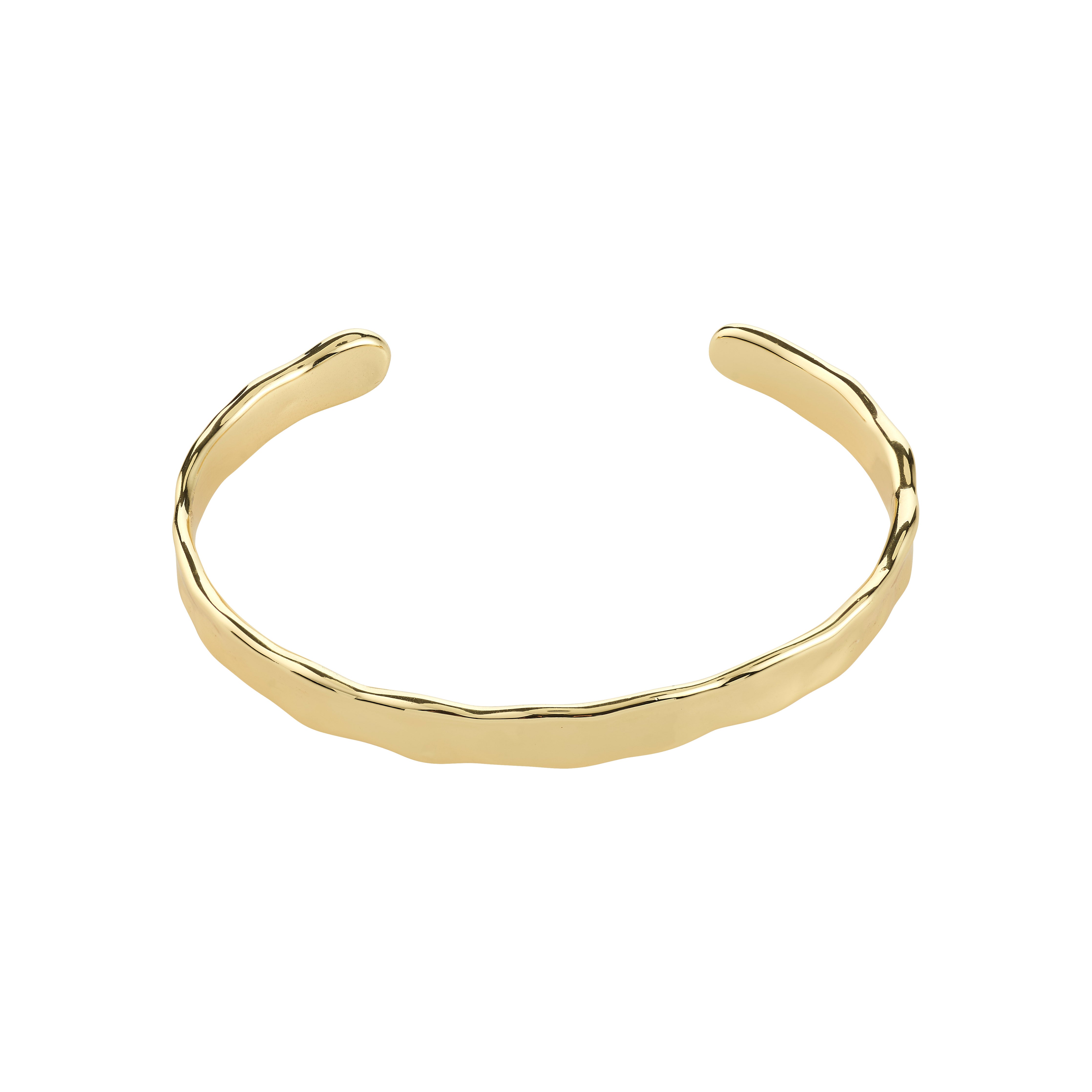 EMBER bracelet gold-plated: A polished, open-ended cuff with a wavy edge, combining minimalist elegance with bold, nature-inspired texture. Perfect for a chic, eco-conscious style statement.