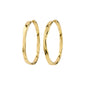 Gold-plated EMBER hoop earrings with a wavy, elongated oval design, offering a handcrafted look and easy snap lock, perfect for everyday glam.