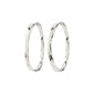 Silver-plated EMBER hoop earrings featuring an elongated, wavy design for a chic, organic look. Perfect for day-to-night versatility and effortless style.