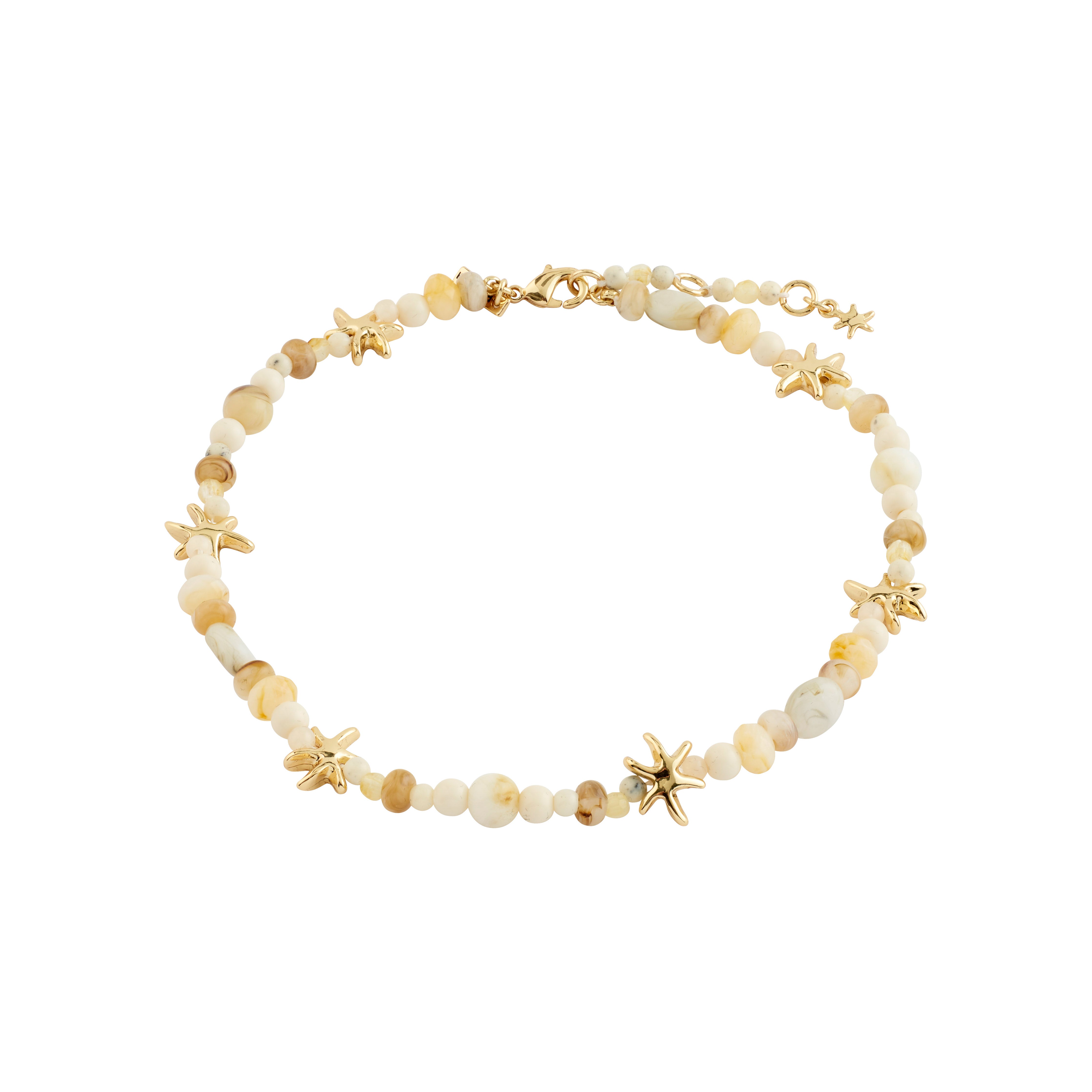 PRISM ankelkæde hvid/guldbelagt