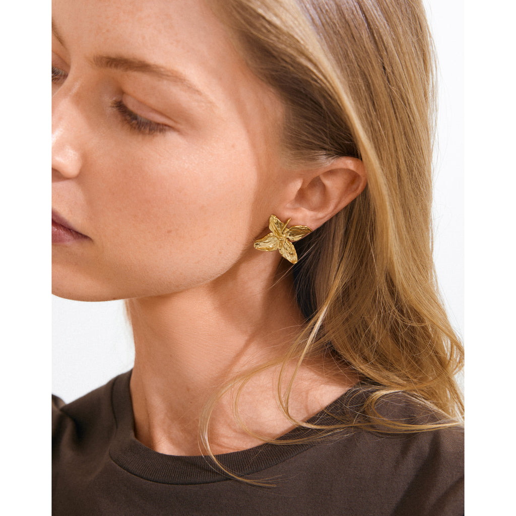 TRACE flower earrings gold-plated
