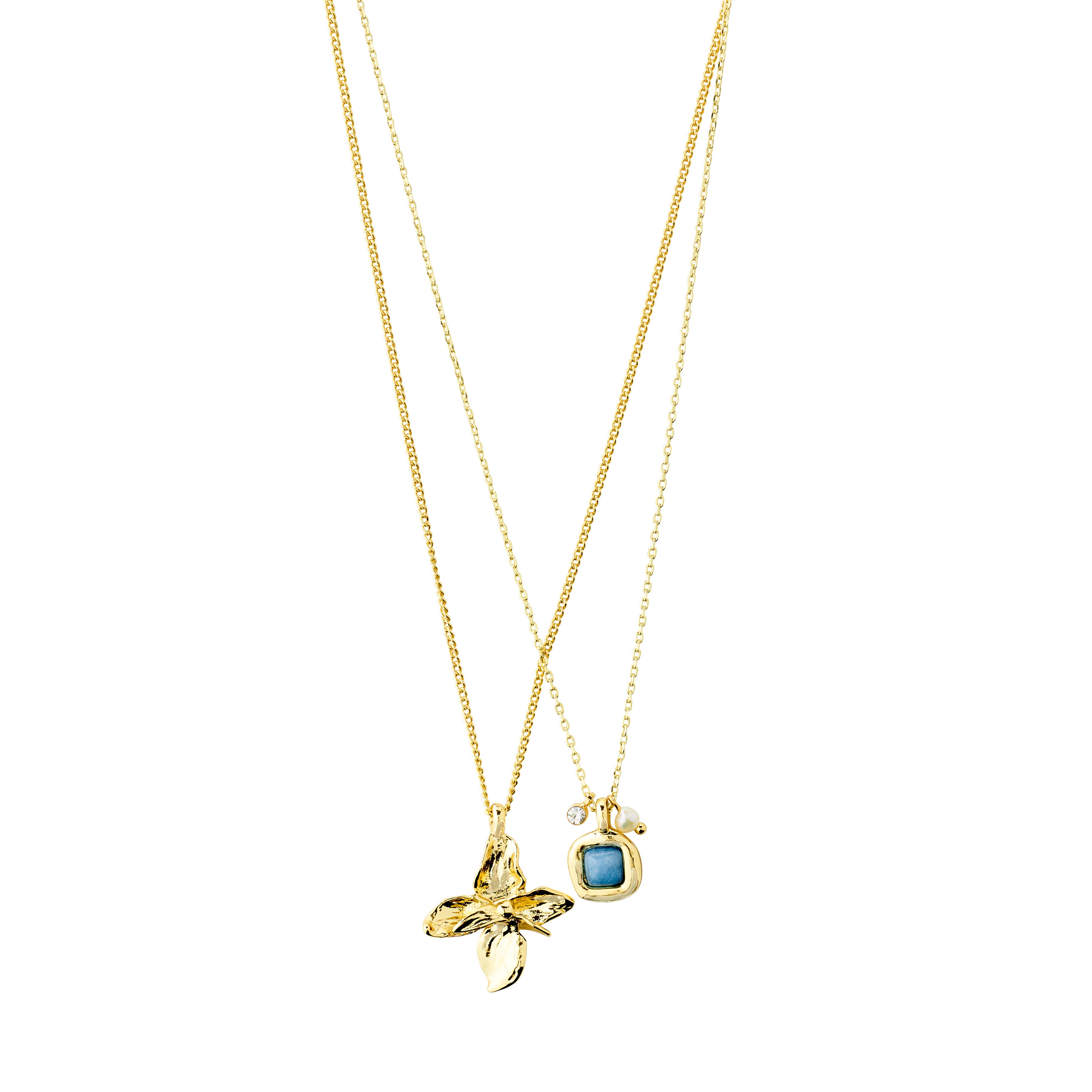 TRACE necklaces 2-in-1 set, gold-plated