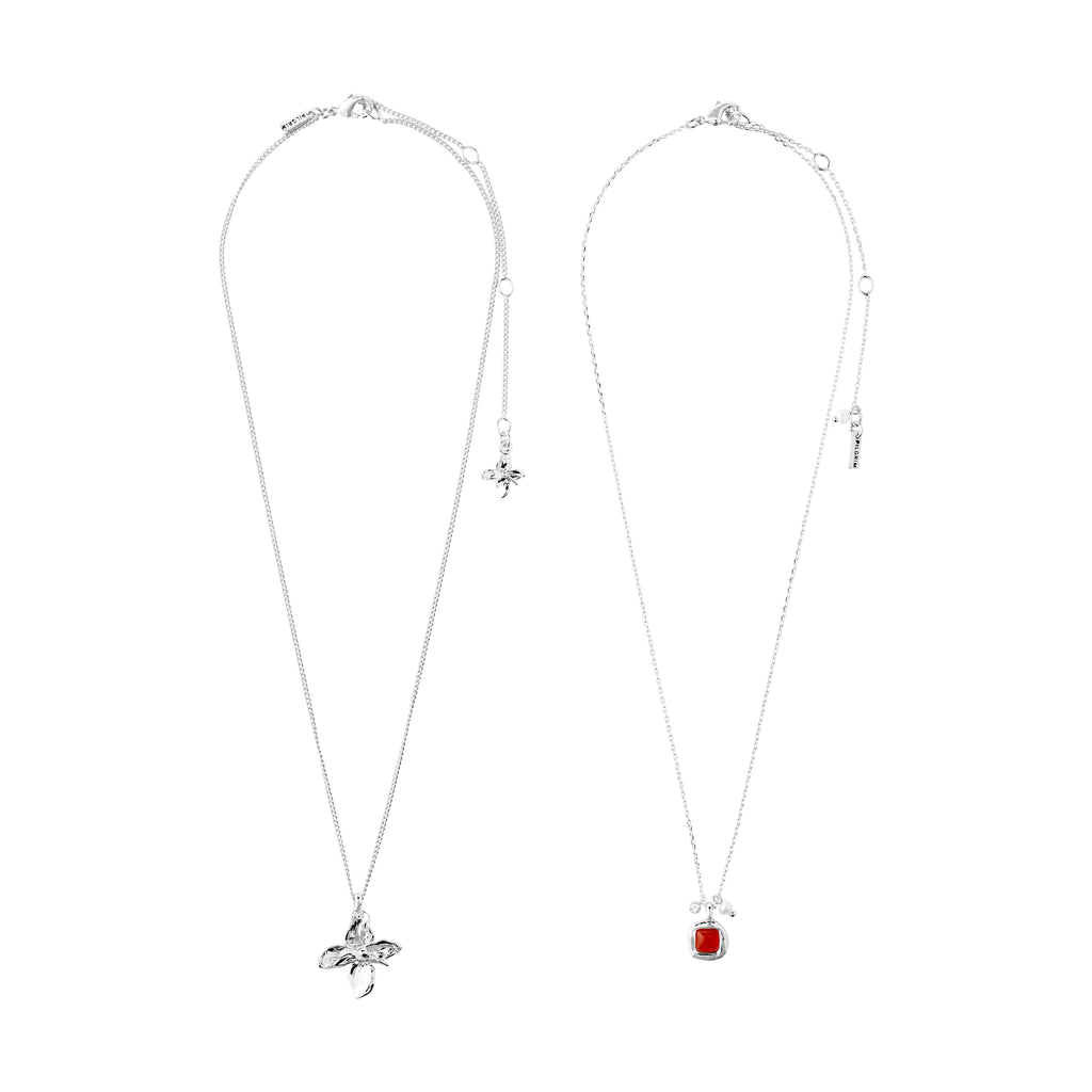 TRACE necklaces 2-in-1 set, silver-plated