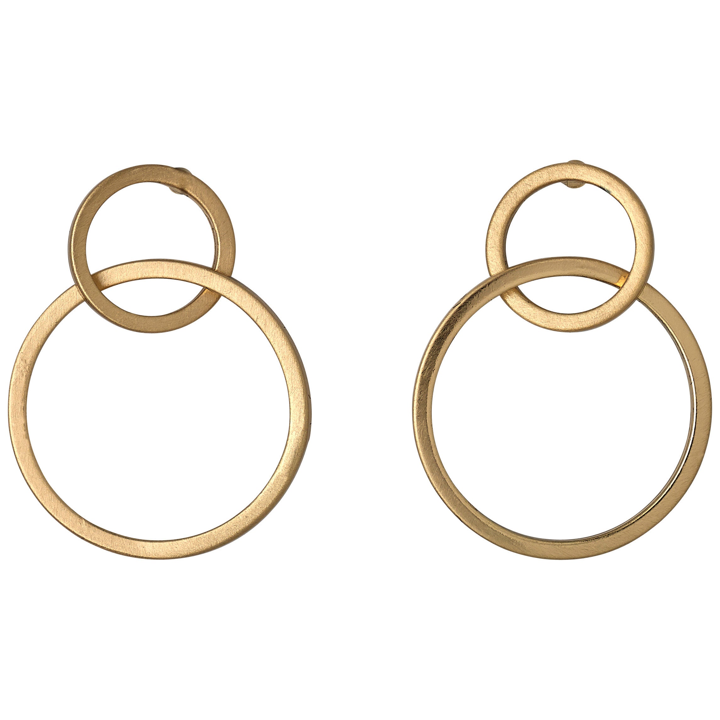 HARPER earrings gold-plated feature two intertwined satin-matte rings, embodying elegant Nordic design, perfect for those seeking timeless, stylish accessories.