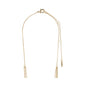 ARDEN 3-in-1 crystal necklace gold-plated features a lariat style with tassel chains, rustic amulets, and sparkling crystals, showcasing Pilgrim's unique, feminine design.