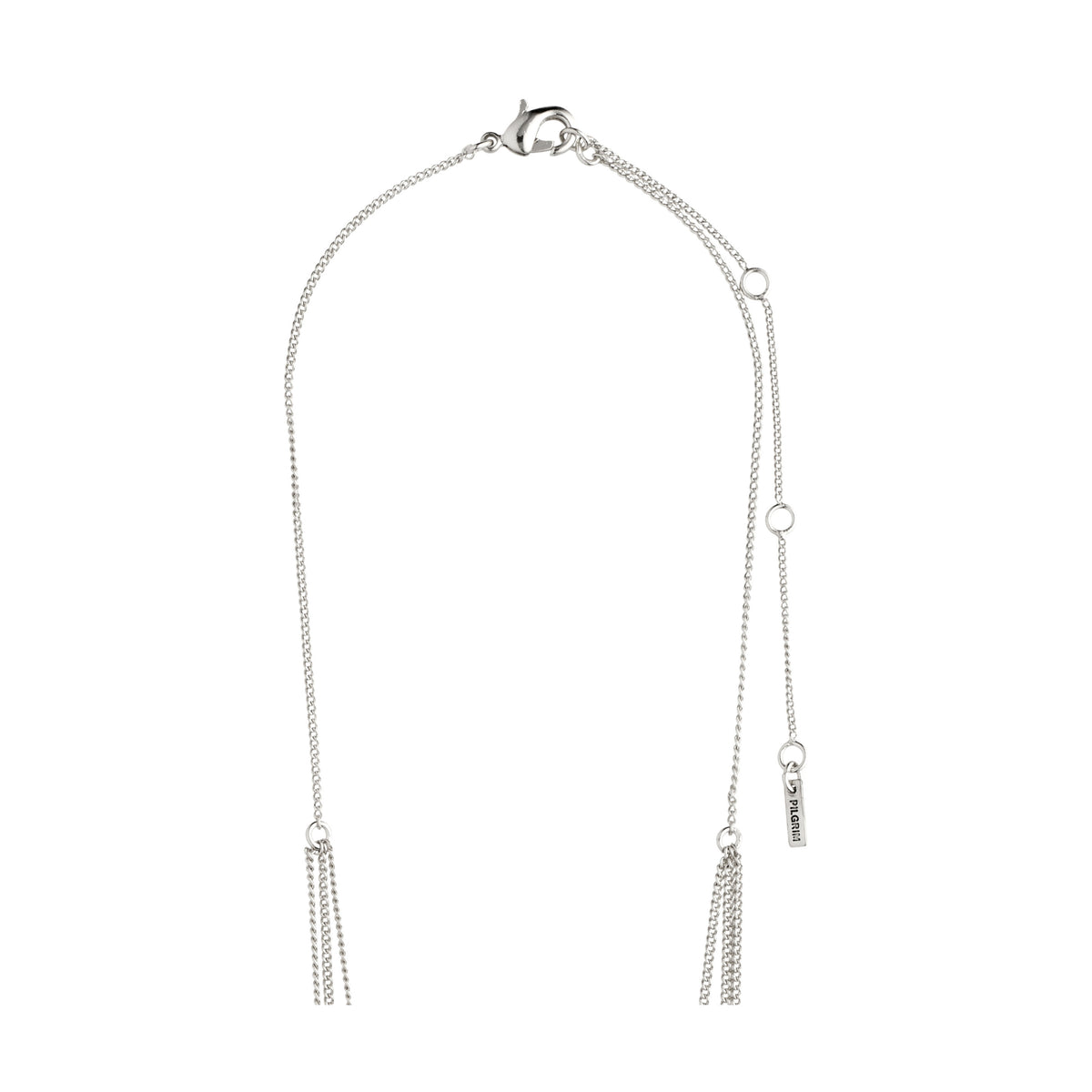 Silver-plated ARDEN 3-in-1 crystal necklace with tassels and rustic amulets, offering a unique, feminine, and ethnic-inspired design, perfect for a standout décolletage accessory.
