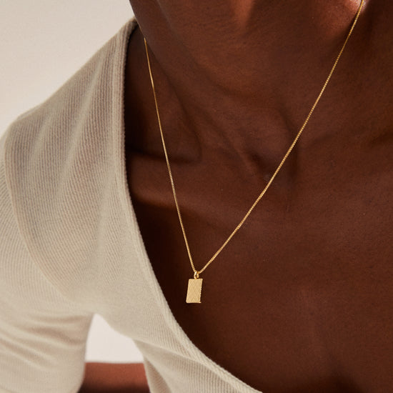 BLOSSOM recycled square coin necklace gold-plated