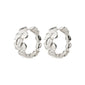ECHO hoop earrings silver-plated with leaf-inspired design, showcasing Pilgrim's blend of timeless elegance and modern style. Made from 99% recycled materials.
