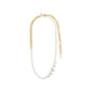 BEAT pearl necklace gold-plated: asymmetrical design featuring a mix of gold-plated curb chain and pearls, exuding empowerment and versatile style.