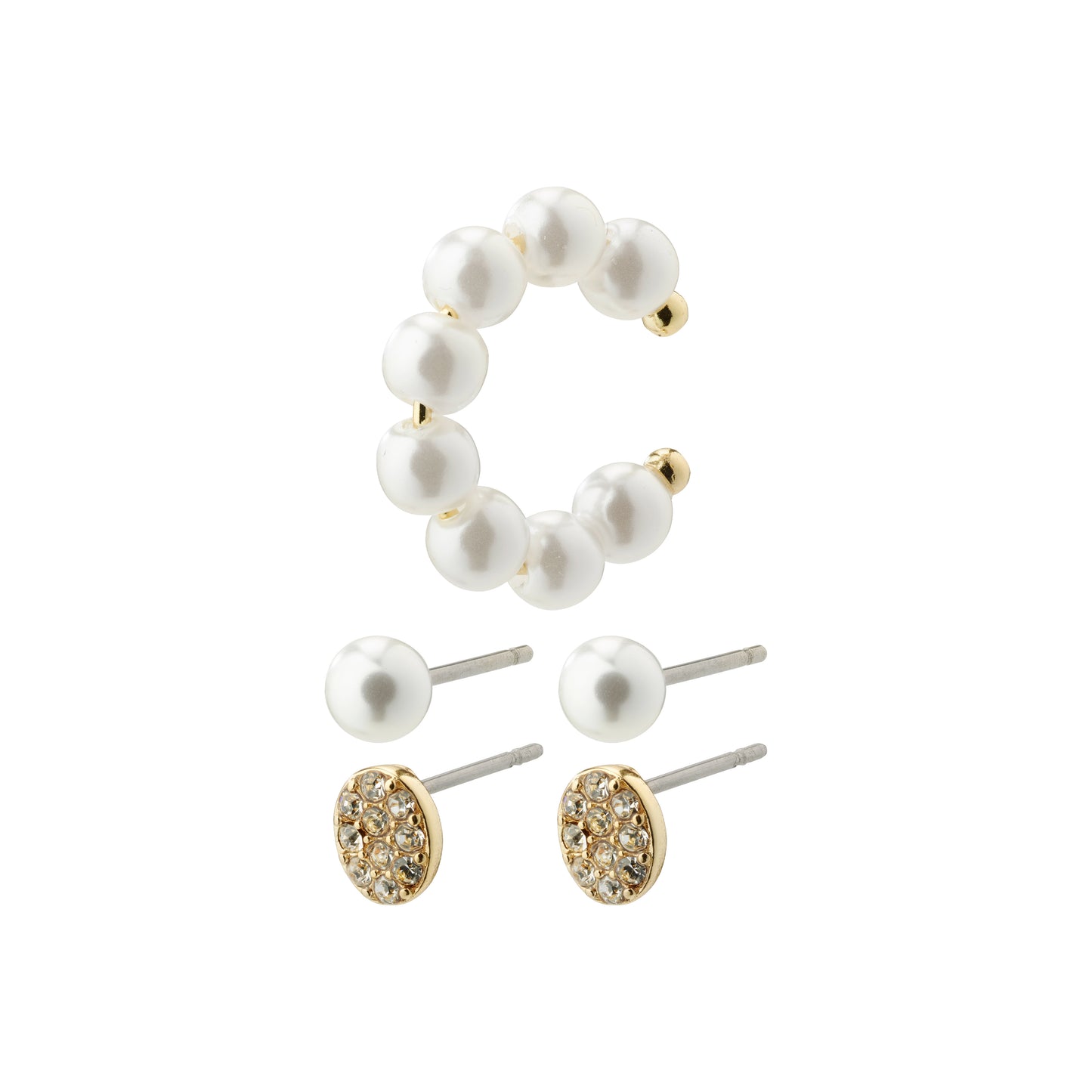 BEAT earrings and cuff, 3-in-1 set, gold-plated