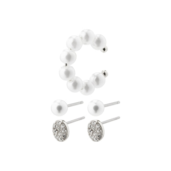 BEAT earrings and cuff, 3-in-1 set, silver-plated