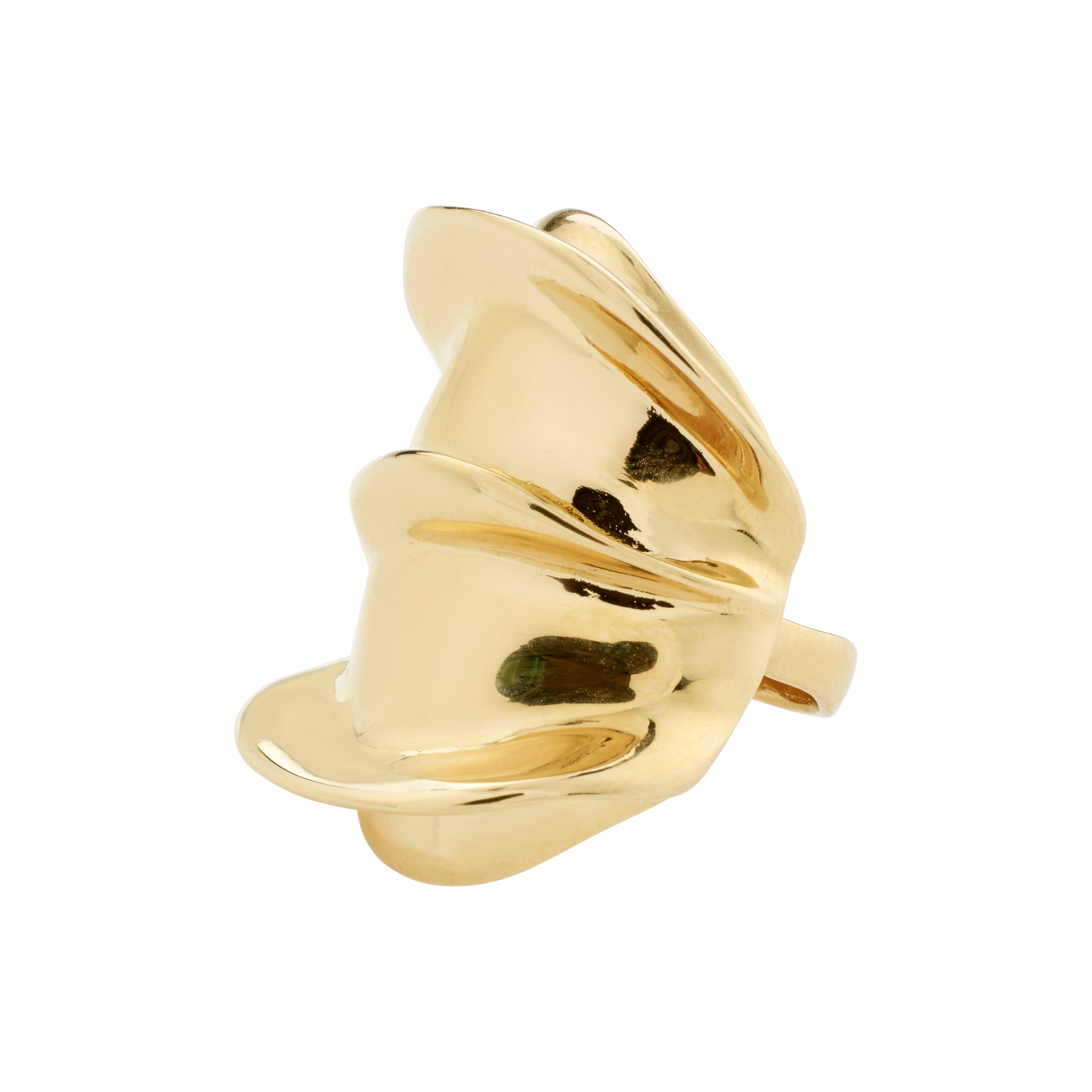 STAY ring gold-plated from Pilgrim's collection, featuring a chunky, adjustable design made from recycled materials, embodying bold style and independence.